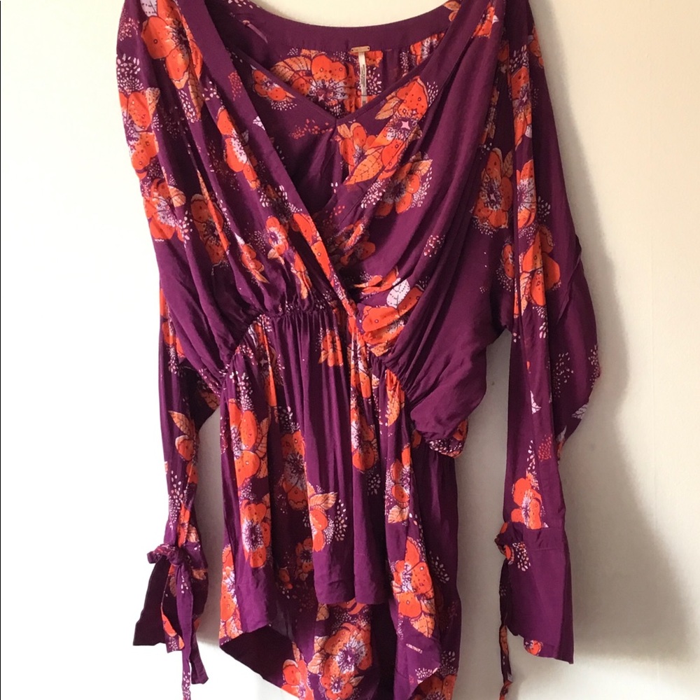 Free People Purple Tuscan Dreams Blouse XS - Picture 5 of 10